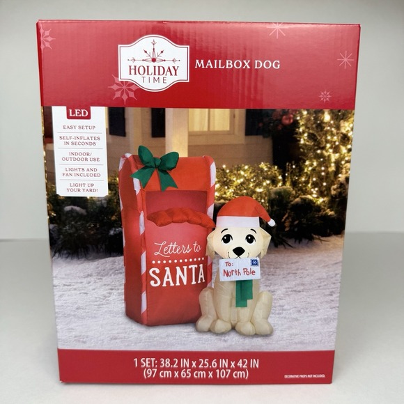 Holiday Time Christmas Dog with Mailbox Letters to Santa...